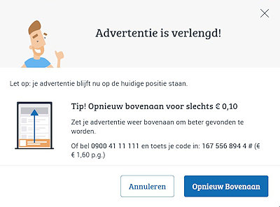 Voorbeeld advertentie verlengen via Marktplaats