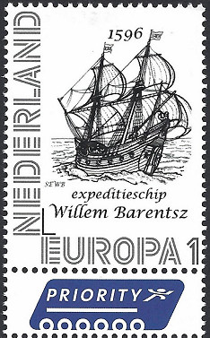 Persoonlijke postzegel van expeditie schip Willem Barentsz