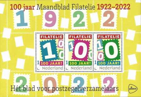 Postzegelmaandblad Filatelie bestond 100 jaar en heeft daarvoor persoonlijke postzegels uitgegeven.